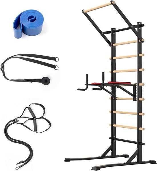 Kraftstation "Thuis" - Fitness-Turm - Ganzkörpertraining - Freistehende Konstruktion - 228 cm hoch - Schwarz