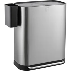 SVITA MLT2X30 Mülleimer Treteimer Abfalleimer 60l 2 Fächer freistehend mit Deckel inkl. Inneneimer Silber