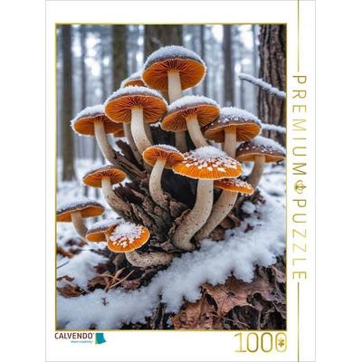 CALVENDO Puzzle Samtfußrübling im frostigen Winterwald | 1000 Teile Lege-Größe 64x48cm Foto-Puzzle für glückliche Stunden