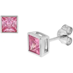 trendor 51670-04 Damen-Ohrringe 925 Silber Ohrstecker mit Zirkonia Pink