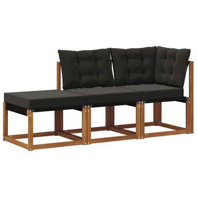 vidaXL Outdoor-Schnittsofa-Einheiten mit Kissen 3 Stück Natur