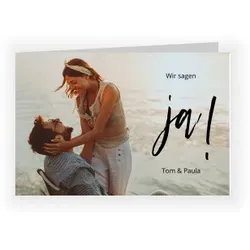 Individuelle Hochzeitseinladungen in Weiß im Design "Aquarellschrift" - Musterkarte