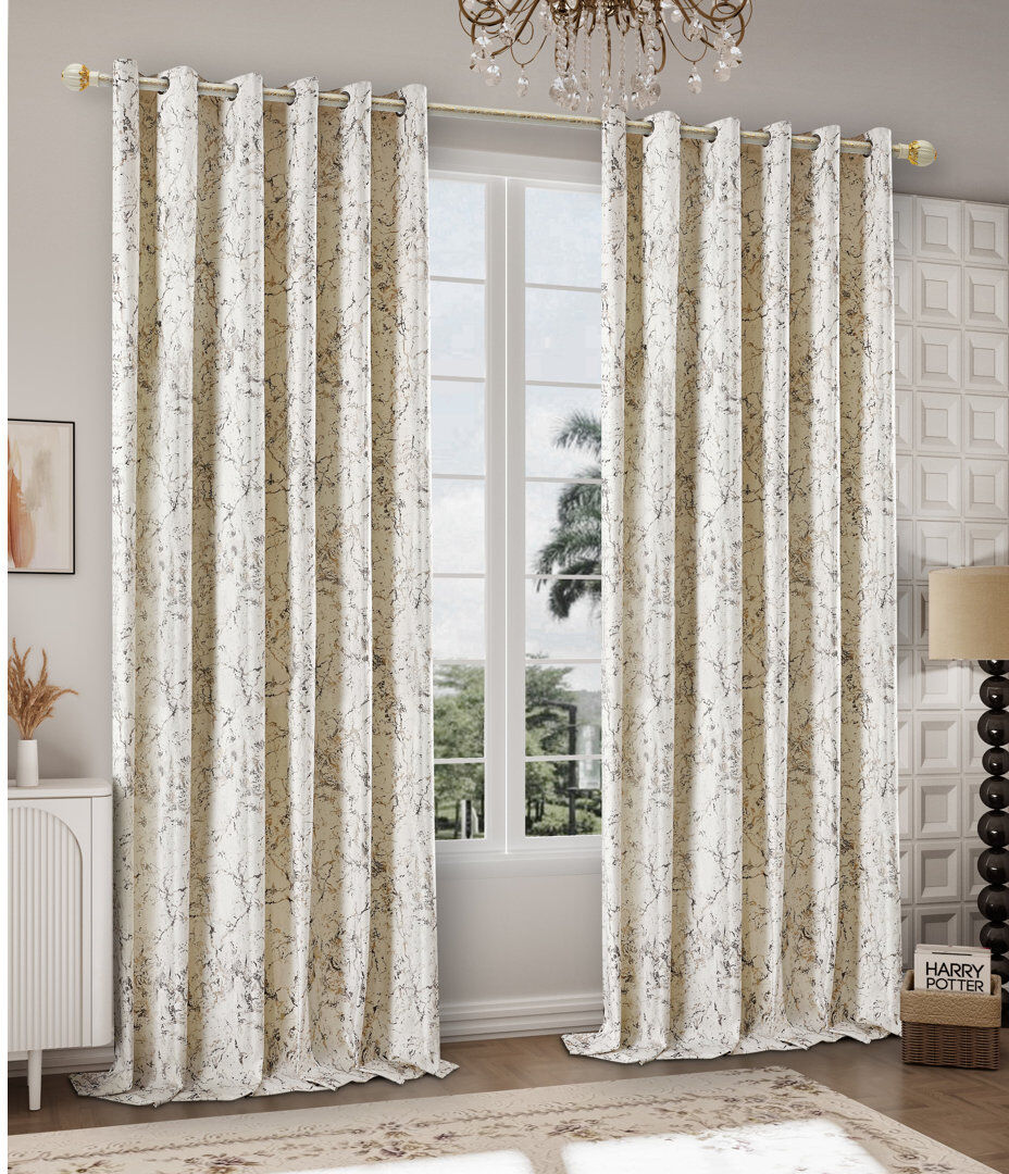 Canora Grey Odele Velvet Semi Sheer Curtain Pair Cream Width 137 x Drop 229 cm