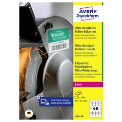 Avery-Zweckform L7911-40 Folien-Etiketten 45.7 x 21.1 mm Polyethylenfolie Weiß 1920 St. Permanent haftend Farblaserdrucker, Laserdrucker, Farbkopierer,