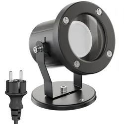 ledscom.de Außen-Strahler Fluter MIBU für außen Edelstahl schwarz + LED GU10 Lampe 3-Stufen-dimmbar weiß W 609lm