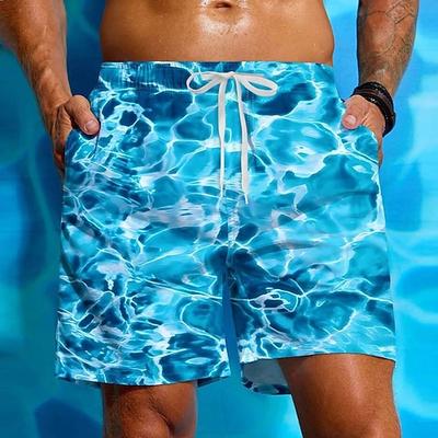 Herren Ozean Wellen Badehosen Badeshorts Boardshorts Mittlere Taille Streetwear Hawaiianisch Strandurlaub Seitentaschen Netzfutter Elastischer Kordelzug in der Taille Designer Bekleidung