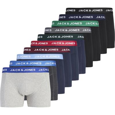 Boxershorts JACK & JONES "JACFLOWER Microfiber mit Logobund, Blumenprint und Stretchkomfort", Herren, Gr. XXL, 10 Stk., bunt (schwarz pack:schwarz, navy blazer, navy blazer, dgm, lgm, navy blazer, navy blazer, schwarz, schwarz), Jersey,...