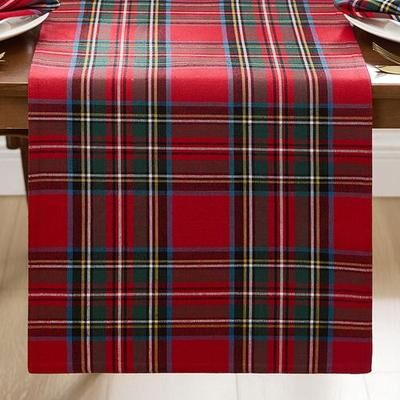 Threadmade Home Llc Fireside Tartan Table Runner, 13 x 70, Red