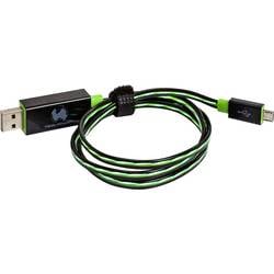 RealPower USB-Kabel USB 2.0 USB-A Stecker, USB-Micro-B Stecker 0.75 m Grün mit LED 187656