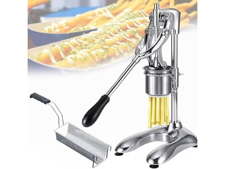 Presse for frittierte Kartoffelstreifen, manuelle 30-cm-Pommes-Frites-Kartoffelpresse for lange Chips, Presse for frittierte Kartoffelstreifen mit 16 Löchern, vertikale Kartoffelchips-Pressmaschine mi