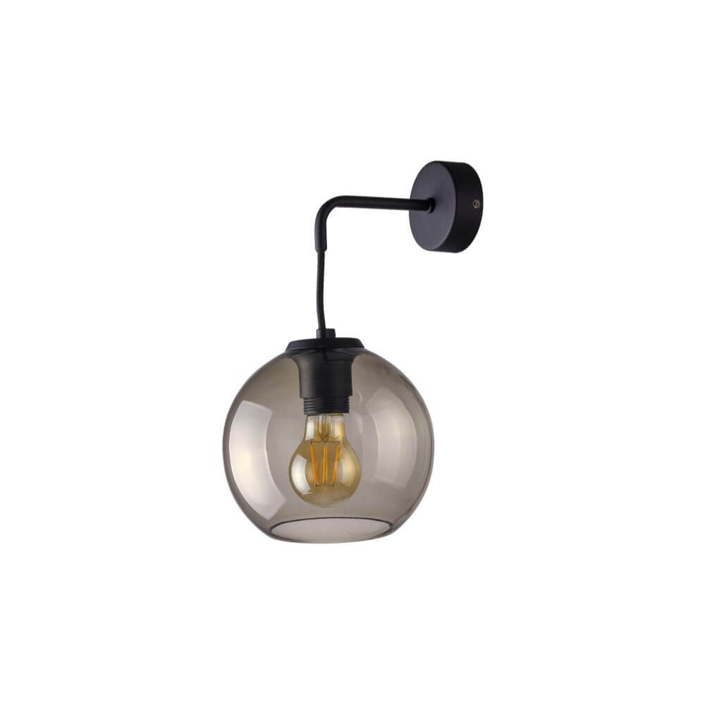 Lyora Wandlamp Vetro met zwarte metalen voet en transparante glazen bol