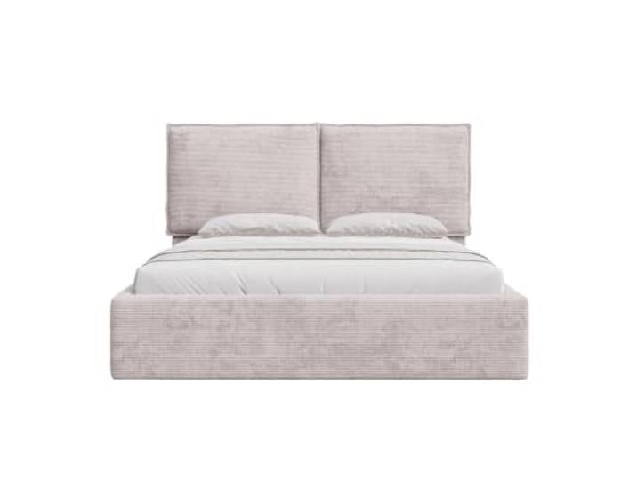 Chilly. Möbel Design Bett Menton - Minimalistisches Polsterbett mit Bettkasten, Lattenrost und Kopfteil - 160x200 cm - Metallrahmen - Cord Beige