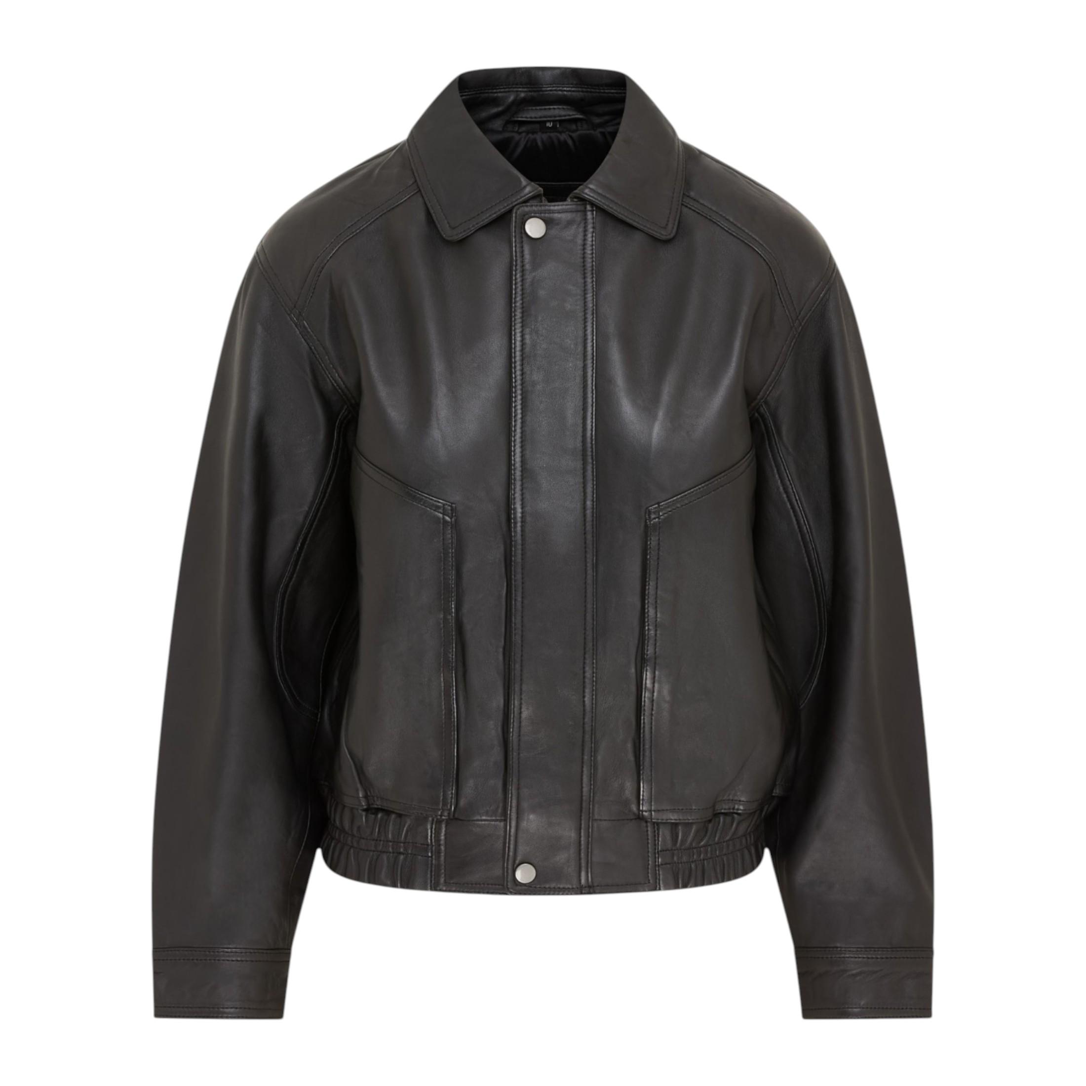 Infinity Leather Oversized Leder-Biker-Bomberjacke (Blouson) für Damen - Schwarz