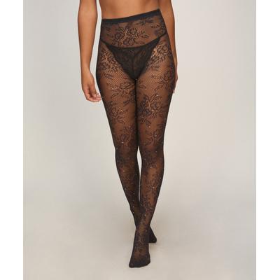 Strumpfhose HUNKEMÖLLER "Tight Allover Lace Rhinestones", Damen, Gr. L/XL, schwarz, 93% Polyamid, 7% Elasthan, Strumpfhosen Strumpfhose