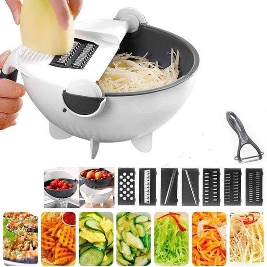 9-in-1 Handbediende Groentesnijder met Meerdere Messen, Wit
