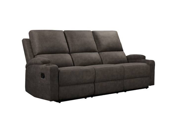 Canapé relax manuel 3 places avec 2 relax en microfibre anthracite