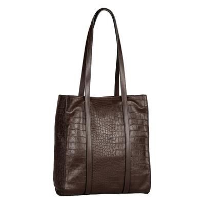 Shopper GABOR "Elfie", Damen, Gr. B/H/T: 30cm x 33cm x 9,5cm, braun (braun, geprägt), Lederimitat, clean, gepflegt, unifarben, Taschen Shopper, Damen Schultertasche mit einem Logo Rubber Patch