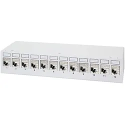 LogiLink Patch Panel 12 Port mit 12 Cat.6A Keystone Modulen, Server Zubehör, Grau