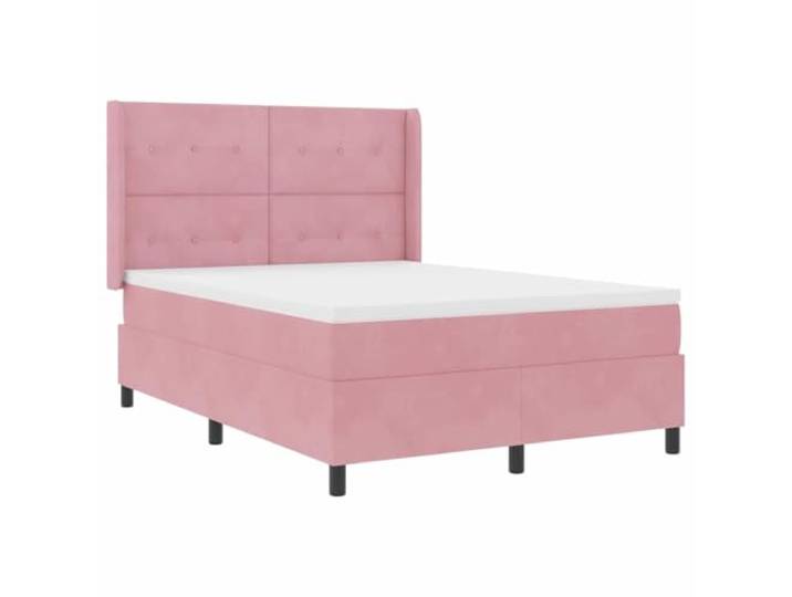 KTHLBRH Boxspringbett Rosa 160 x 200 cm Samt Kopfteil verstellbar, Gestell aus Holz, Unterstützung 280 kg, mittlere Matratze
