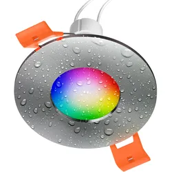 ledscom.de Bad-Deckeneinbaurahmen ERID, Feuchtraum, Badezimmer, IP44, aluminium matt, PAR16, warmweiß - weiß, matt, 473lm, Smart, WLAN, Alexa