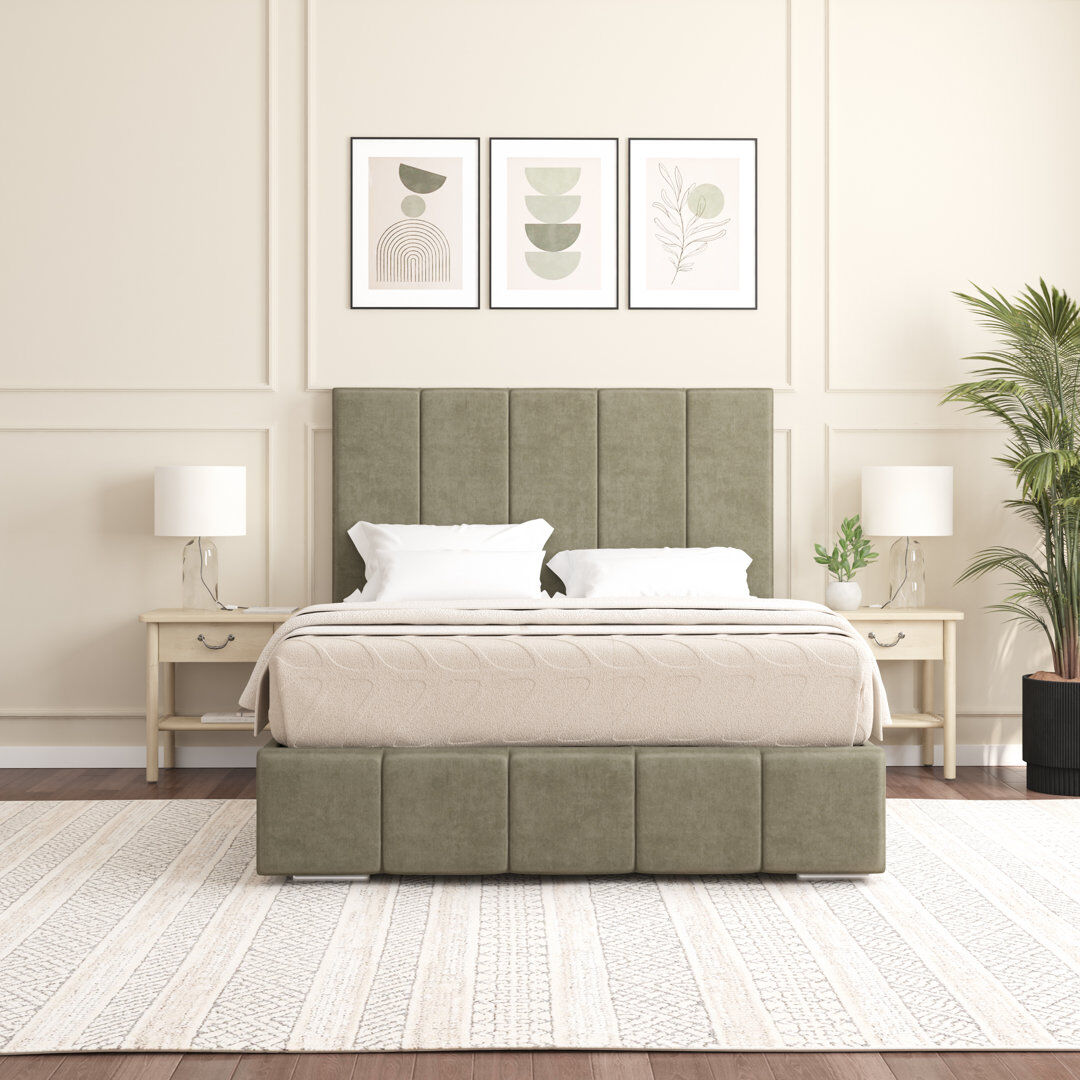 17 Stories Edelmann Upholstered Velvet Bed Asphalt King (5')