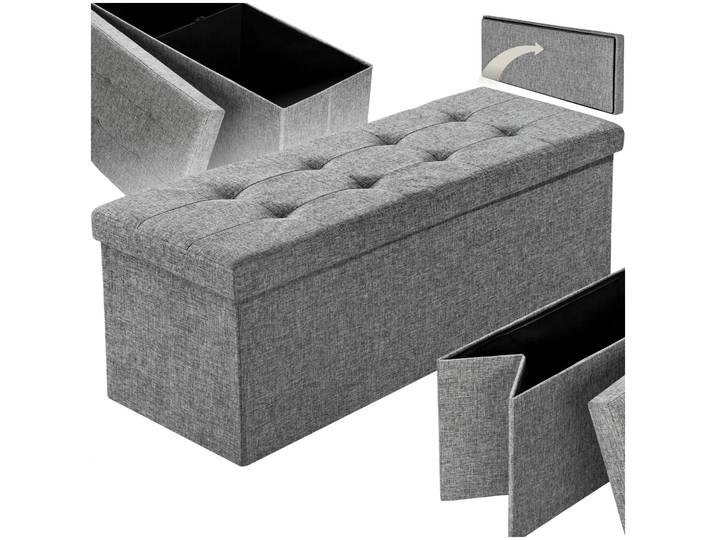 Faltbare Sitztruhe aus Polyester mit Stauraum 110x38x38cm - hellgrau