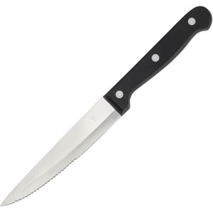 WAS Steakmesser 6 Stück, 13 cm Edelstahlklinge mit Wellenschliff, Kunststoffgriff