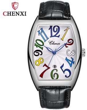 Fashion Sheath Luxury Business Leather Quartz Watch For Men sliver White Black 1