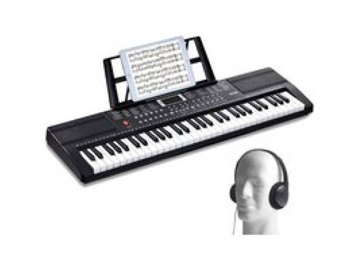 VEVOR Piano Numérique 61 Touches 200 Tons 200 Rythmes Clavier Électrique pour Débutants, avec 60 Morceaux de Démonstration, 2 Haut-Parleurs, Casque, Écouteurs, Pupitre à Partitions, Autocollants