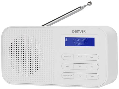 Denver DAB-42 Taschenradio DAB+, UKW Weckfunktion Weiß