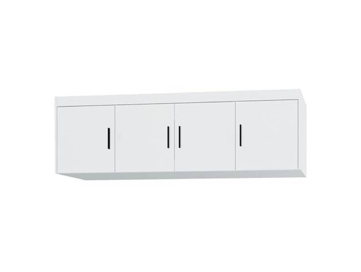 AXLIVING Groß Schrankaufsatz Weiß Storicos 4D 176,3 x 55,5 x 53 cm Praktische Aufteilung: Sechs Fächer hinter vier Türen. Laminierte Platten. HDF-Rückwand. Melaminbeschichtete Kanten.