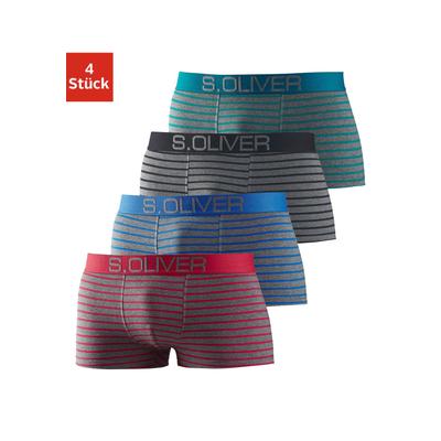 Hipster S.OLIVER, Herren, Gr. L, 4 Stk., bunt (schwarz, grau, gestreift, petrol, grau, gestreift, blau, grau, gestreift, rot, grau, gestreift), Jersey, Obermaterial: 92% Baumwolle, 8% Elasthan (LYCRA), gestreift, körpernah, Unterhosen, knapp...