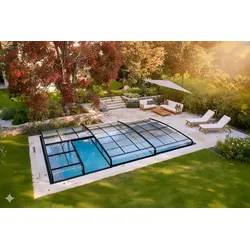 Vorverkauf Poolüberdachung "Aqualina" aus Aluminium, ca. 8,81 x 3,26 x 0,92 m