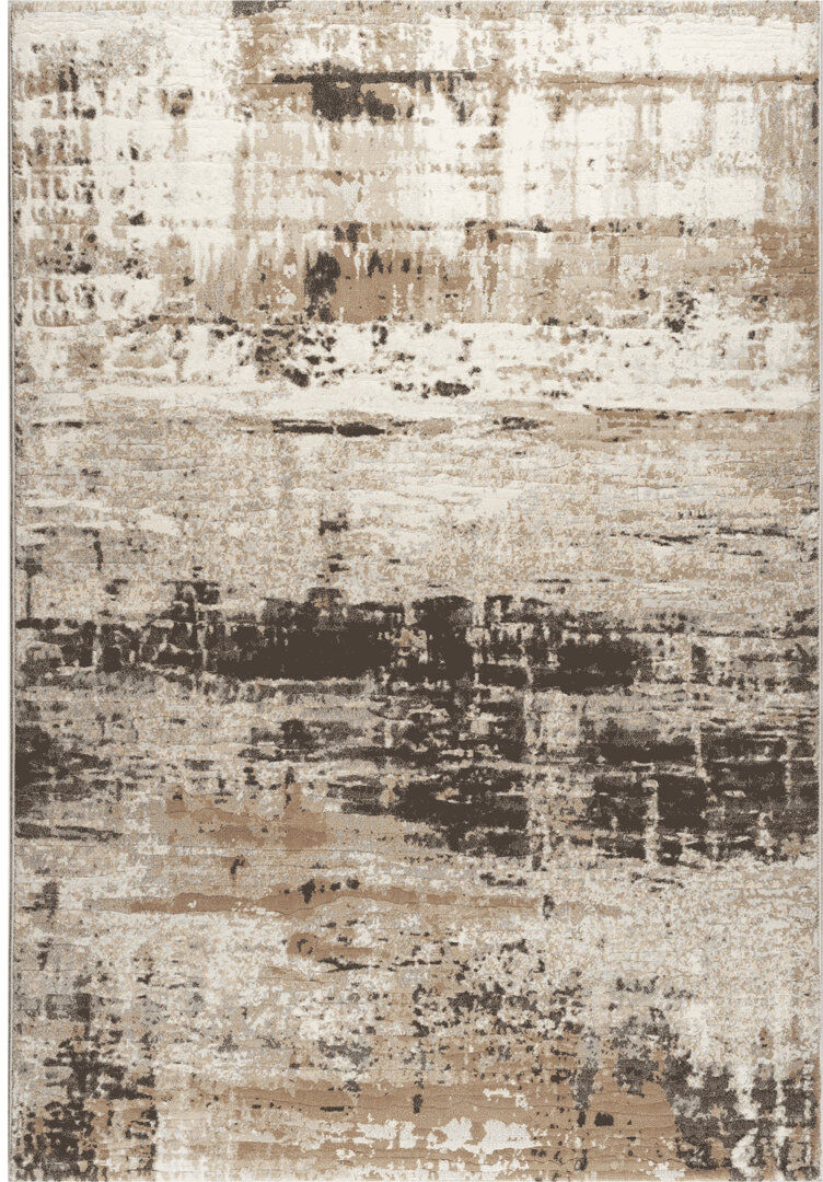 Rio Abstract Area Rug Beige Rectangle 133 x 195 cm