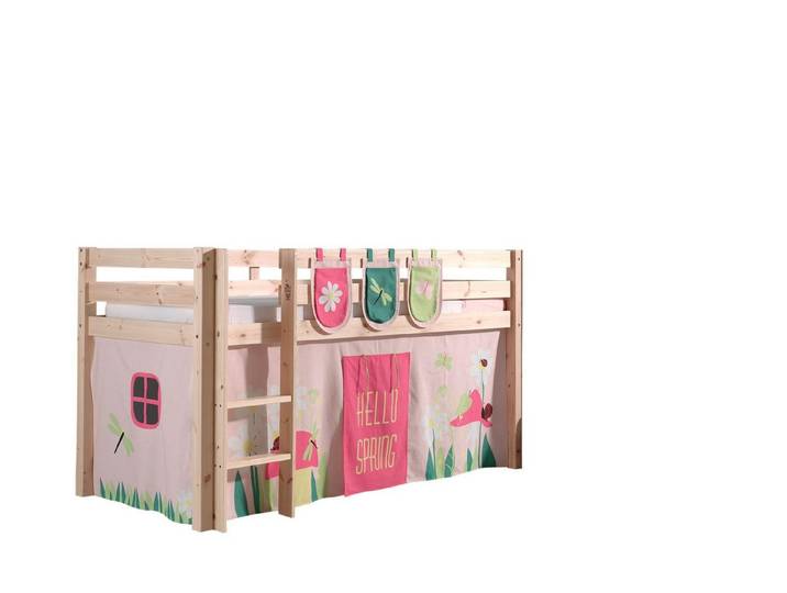 58 aufm Kessel Kinderbett Spielbett Karolina 210x106x114 Kinderbett Hochbett Massivholz natur (inkl. Versand, Lieferung bis Verwendungsstelle), Liegefläche 90x200, inkl. Textilset, breite Stufen, Absturzschutz