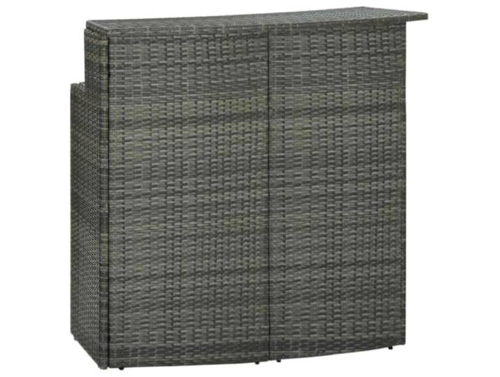 Roanoer Bartisch 120x55x110 cm Stehtisch mit 2 Ablagen Grau Gebogene Form für Terrasse und Balkon, strapazierfähiges PE-Rattan mit zwei praktischen Regalböden für Flaschen und Gläser.