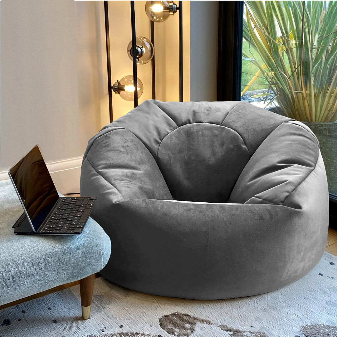 Isabelle & Max Velvet Classic Bean Bag Grey Medium