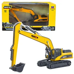 Metall-Raupenbagger mit beweglichem Arm Huina Gelb 1:50