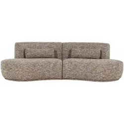 Sofa Batavier 4-Sitzer, gewebter Melange-Stoff, modern halbrund, hellbraun, großzügig gepolstert