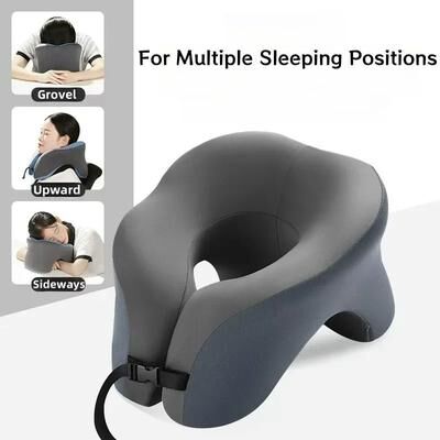 Uplift Essentials Portable Ergonomic U Shaped Memory Foam Travel Pillow grey