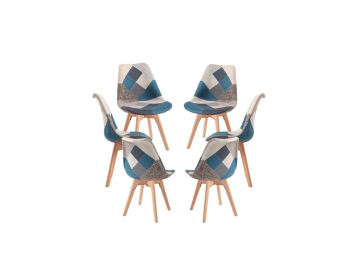 6er Set Stühle Synk Patchwork - Blau