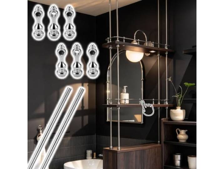 Regalgeländer 2 Stück Verstellbare, Biegsame Regal-Reling (DIY) 20–150 cm Flexible, Dekorative Relingstange, für Gebogene Regale & Weinschränke, Minimalistische Metall-Reling mit Halterungen