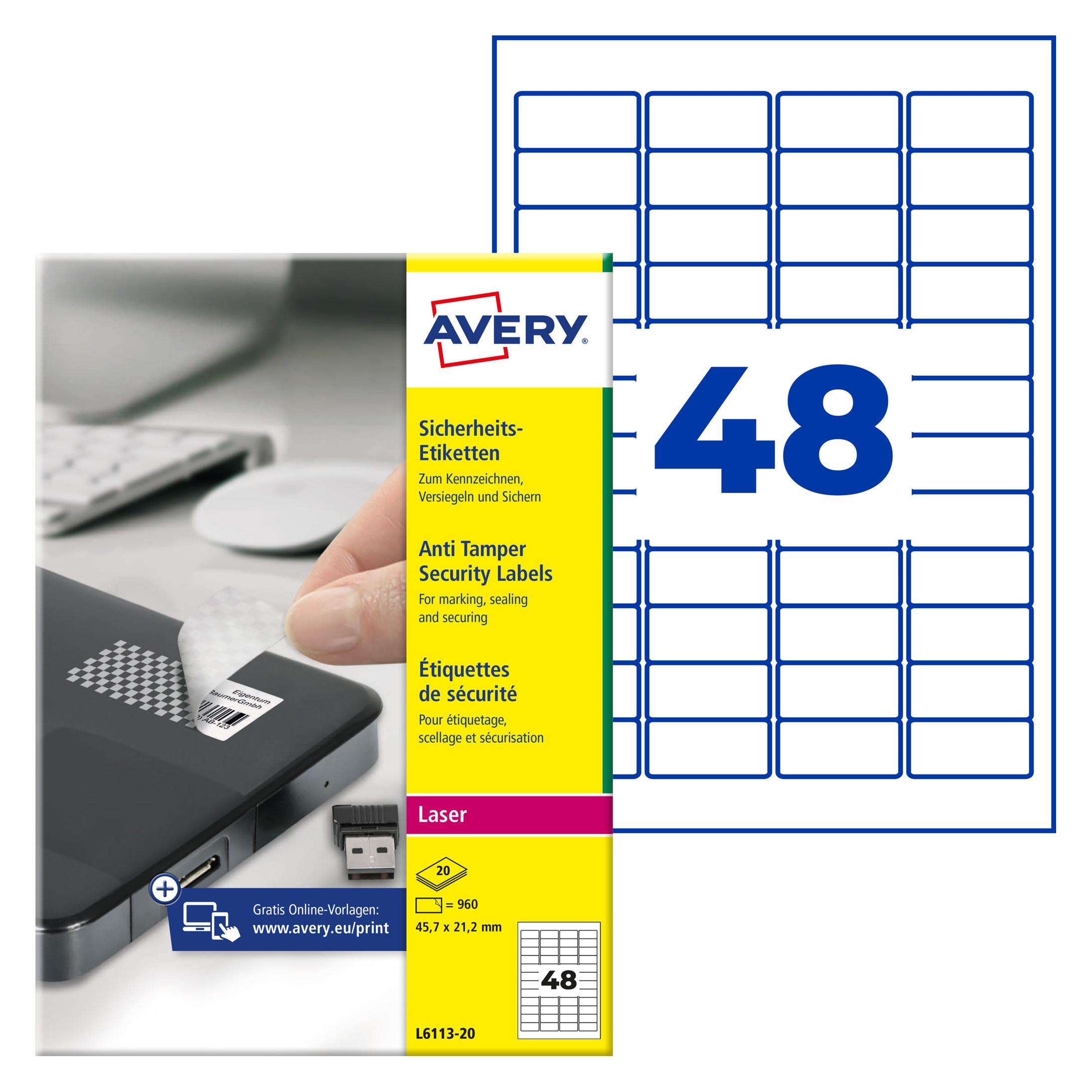 Avery Sicherheitsetiketten L6113-20 (L6113-20)