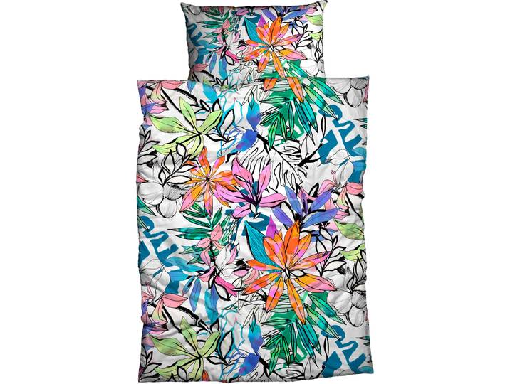 Bettwäsche CASATEX Minako , bunt (multicolor), B/L: 135cm x 200cm, 1 Stk., 1 Stk., Satin, B/L: 80cm x 80cm, 2 Stk., Satin, Obermaterial: 100% Baumwolle, Bettwäsche, Bettwäsche, aussergewöhnliche und exklusive Farben, brillante und leuchtende Farben