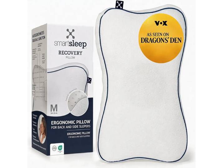 smartsleep® RECOVERY PILLOW ergonomisch neksteunkussen van traagschuim met hoofduitsparing, voor rug- en zijslapers