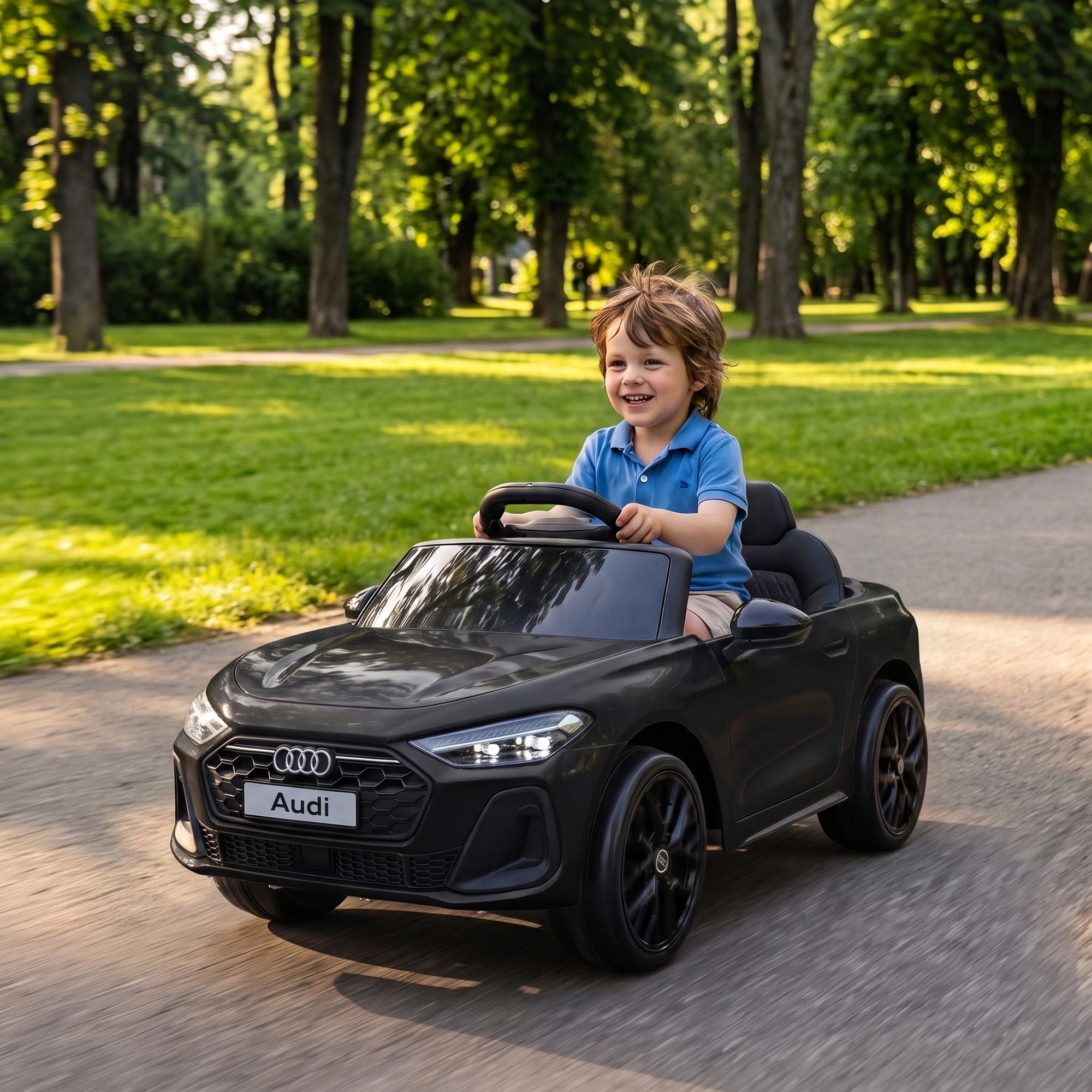Aiyaplay Macchina Elettrica per Bambini 12V Audi A5L con Telecomando, Batteria al Litio, 2 Motori, Telecomando, Nero   Aosom Italy