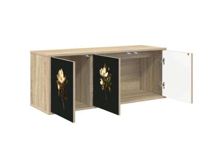 PUGYNBK Bremen TV-Möbel, 102 x 33 x 40 cm Aufwändiges Holz, geräumige Aufbewahrung, schwebendes Design, dekoratives Muster, Reinigung mit trockenem Tuch