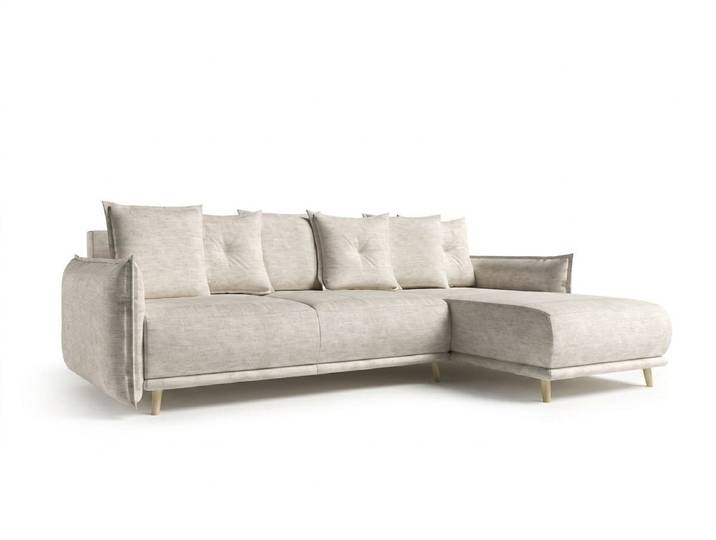JVmoebel Ecksofa Hellbeiges L-förmiges Ausziehsofa mit Kissen und Schlaffunktion, 1 Teile, Made in Europa