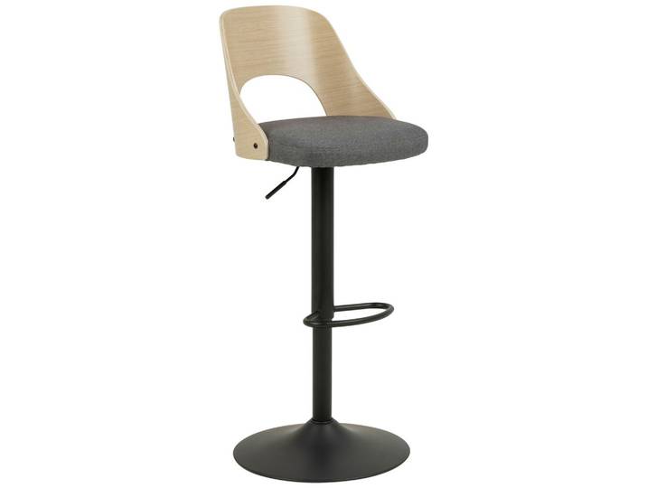Barhocker Holz, Metall, Textil Dunkelgrau