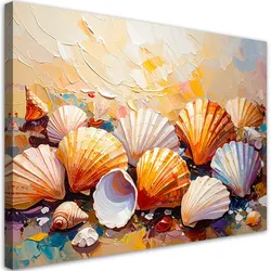 LEINWANDBILD Bunte Muscheln Strand imitierte Farbe 90x60cm